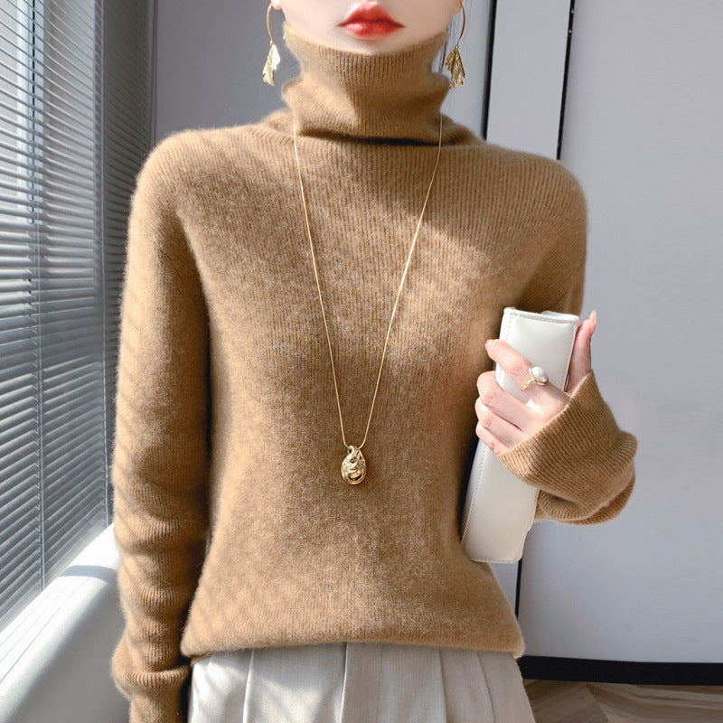 Damen Kurz geschnittener Rollkragenpullover aus weichem Kaschmir-Blend mit schmaler Silhouette Drune