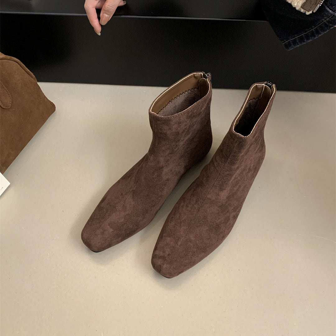 Damen Wildleder Spitz Zehen Knöchel Stiefeletten Drune