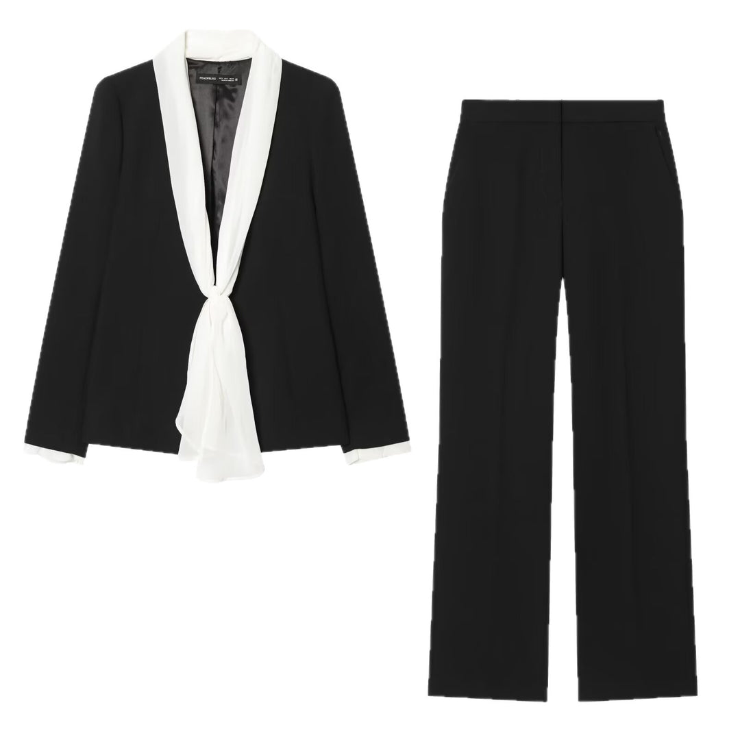Damen Weite High‑Waist-Hose mit elastischem Bund, Bügelfalte und Seitentaschen Drune