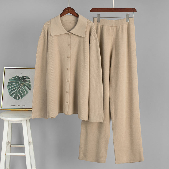 Damen Bequemes Strick-Ensemble aus weicher Baumwolle Drune