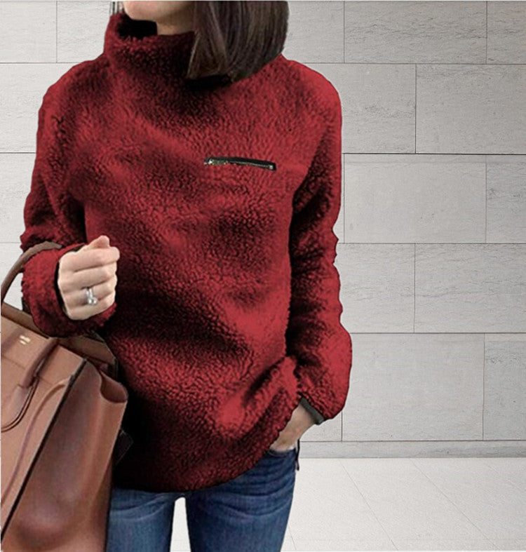 Damen Fleece-Pullover mit hohem Kragen und femininer Passform Drune