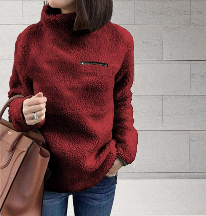 Damen Fleece-Pullover mit hohem Kragen und femininer Passform Drune