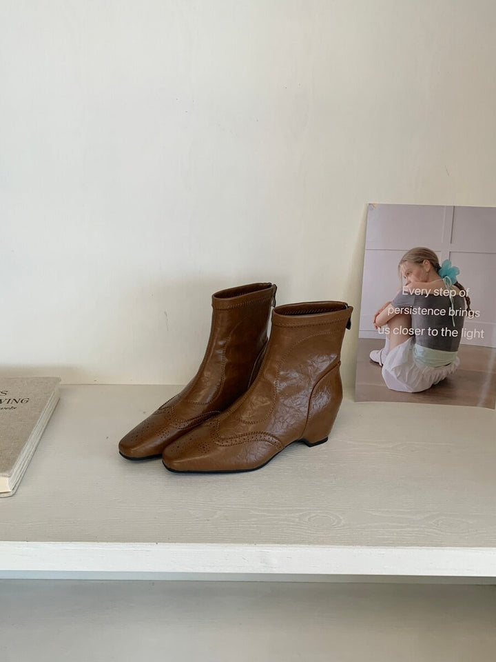Damen Elegante und bequeme Stiefeletten mit Blockabsatz Drune