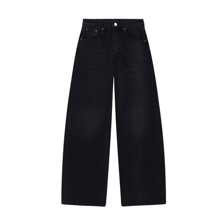 Damen High-Waist Denim-Jeans mit weitem Bein und Fünf-Taschen-Design Drune
