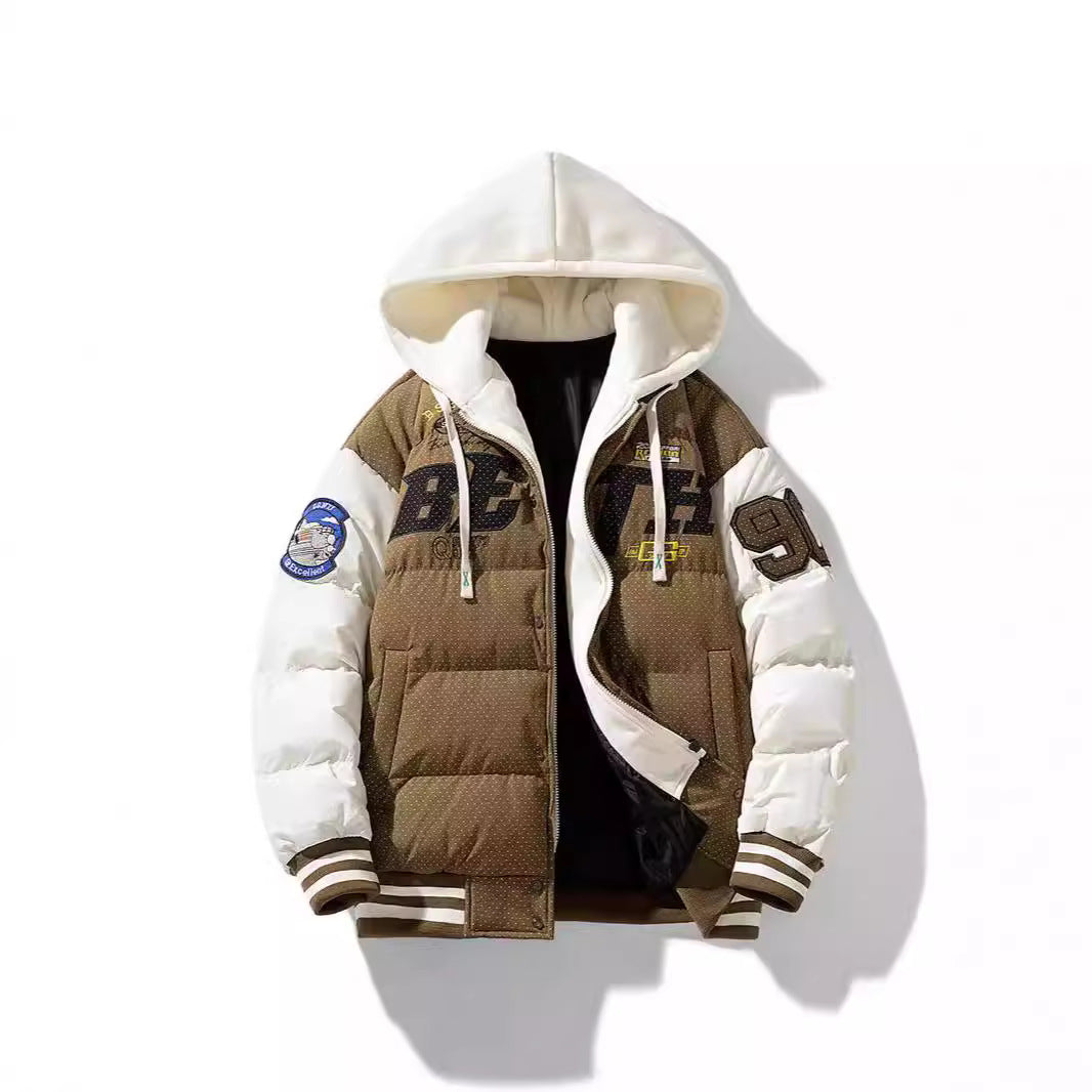 Herren Steppparka mit wattierter Kapuze und Kunstfellbesatz Drune