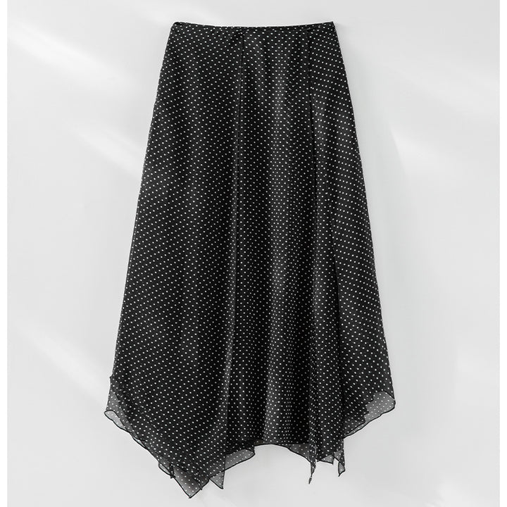 Damen Chiffon-Bluse mit Schleifenkragen, Pünktchenmuster und Biesen-Detail Drune