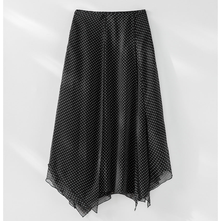 Damen Luftige Polka‑Dot Schlaufenbluse mit Schleifenkragen, Plissée‑Vorderteil und Manschettenärmel Drune