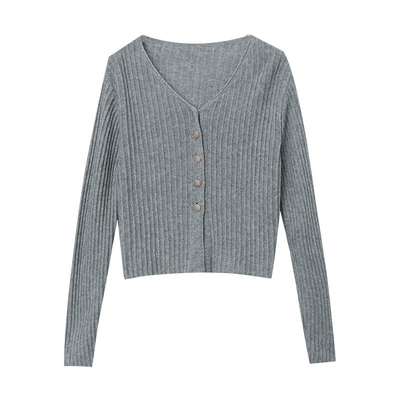 Damen lässige Strickjacke mit Knopfverschluss Drune