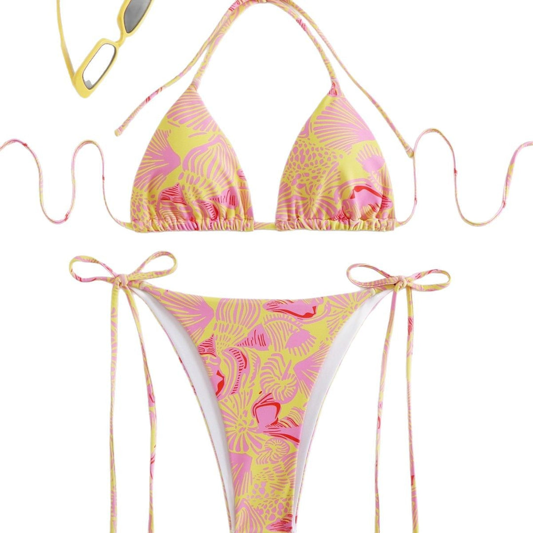 Damen Triangel-Bikini-Set mit seitlichen Schnürdetails Drune
