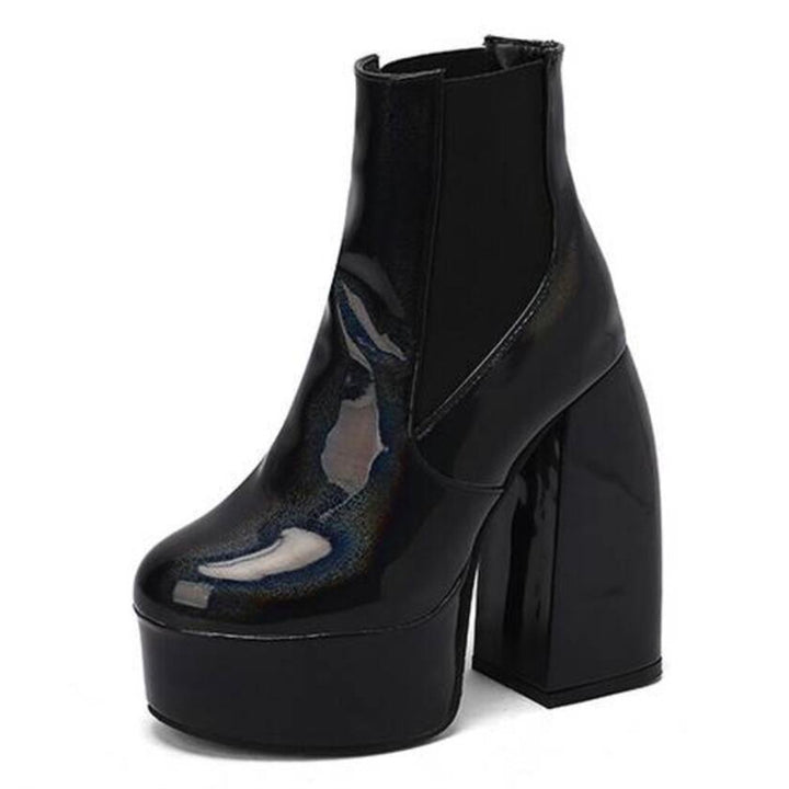 Damen Chunky Plattform Ankle Boots mit transparentem Blockabsatz Drune