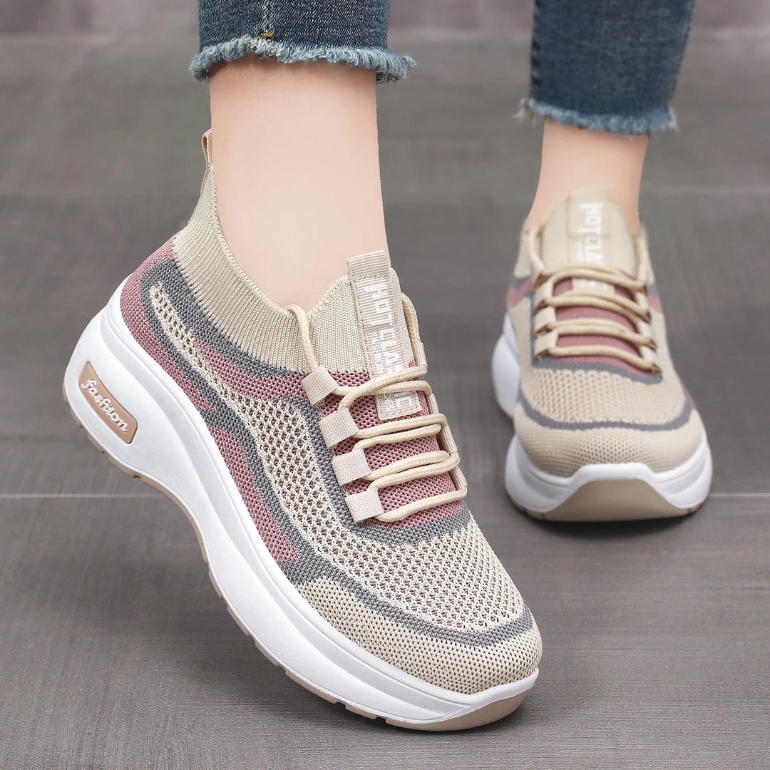 Damen nan gestrickter Sockensneaker mit ergonomischer Komfortsohle und dämpfender Plateauzwischensohle Drune