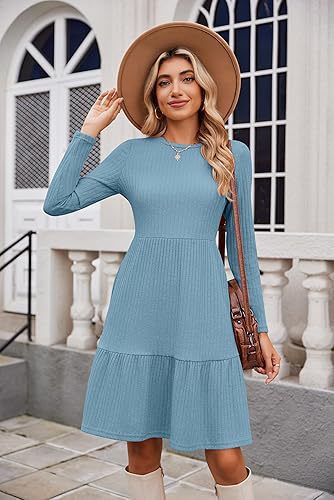 Damen Maxikleid mit Rippstruktur und weitem Rock Drune
