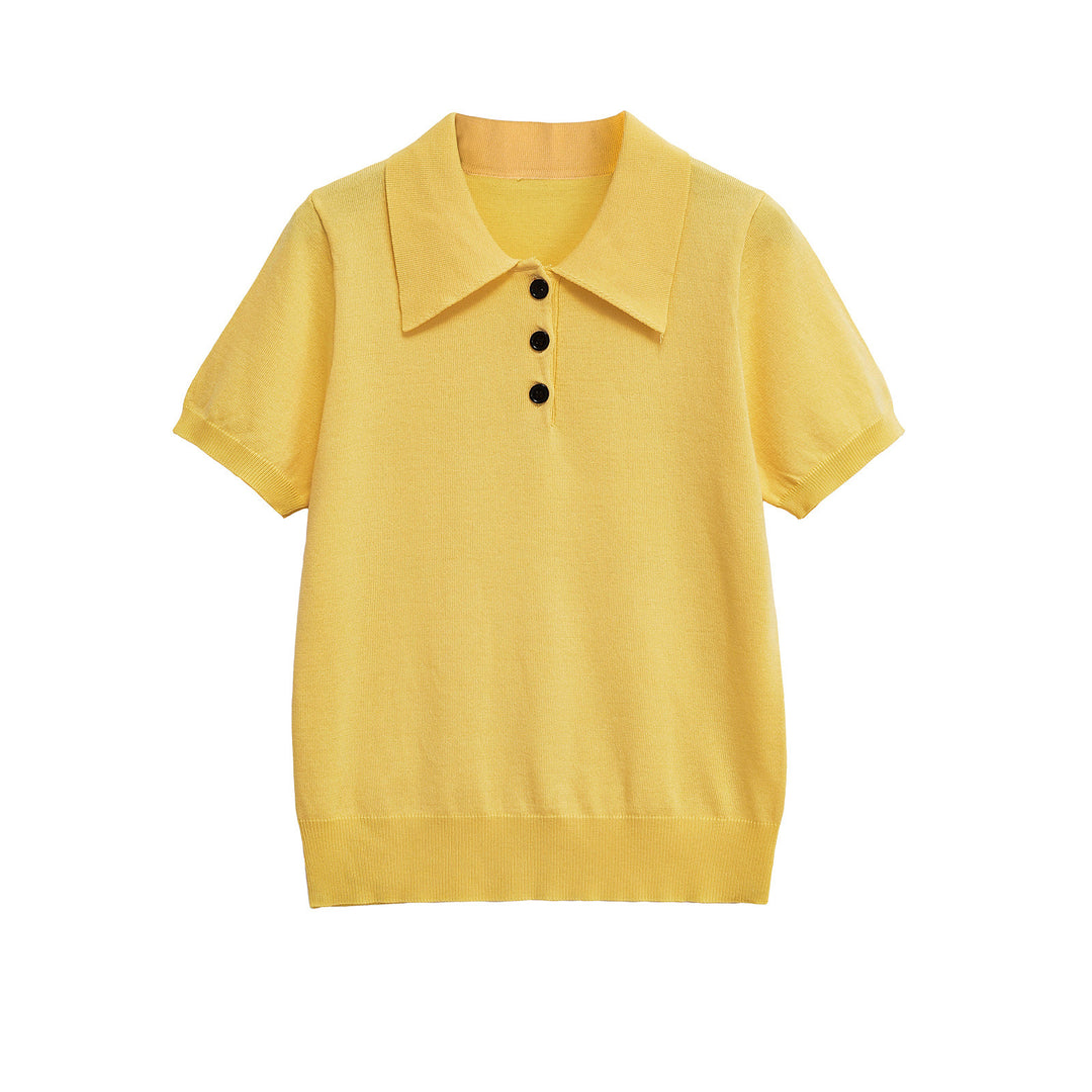 Damen Elegantes kurzärmliges Poloshirt mit klassischen Knöpfen Drune
