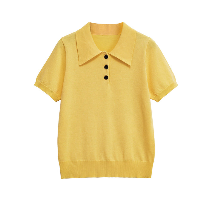 Damen Elegantes kurzärmliges Poloshirt mit klassischen Knöpfen Drune