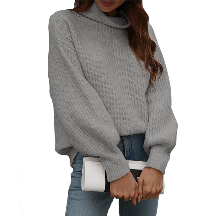 Damen oversized Strickpullover mit lässigem Hohe-Kragen-Design Drune