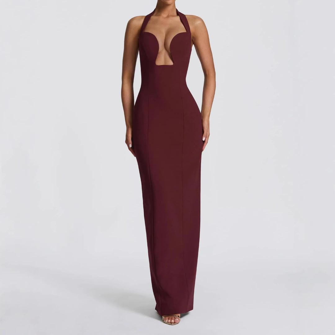 Damen Maxikleid mit tiefem Ausschnitt und Taschen Drune