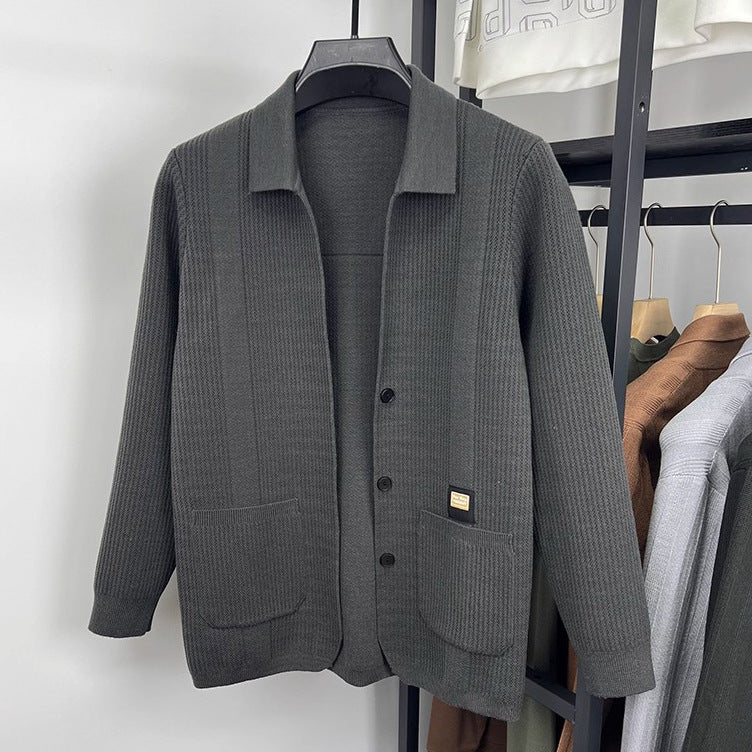 Herren Modische Strickjacke mit Lochmuster Drune