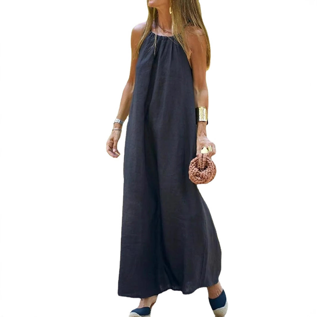 Damen Maxikleid mit Spaghettiträgern und elegantem fließendem Schnitt Drune