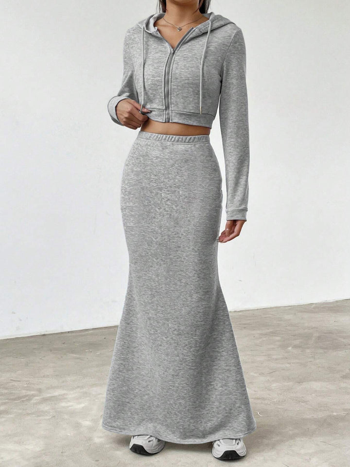 Damen Hoodie und Maxi-Rock Set Drune