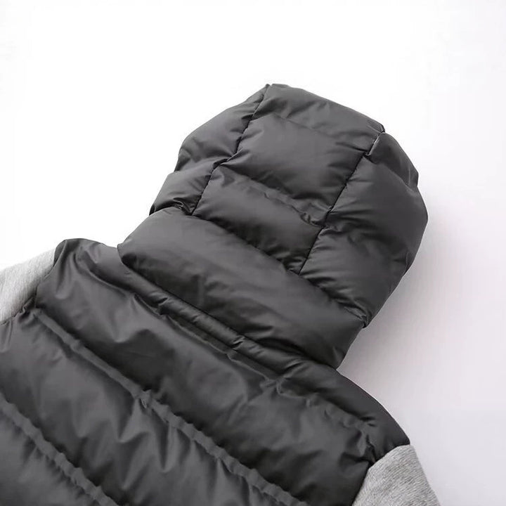 Damen Kapuzen-Hybridjacke mit gesteppter Front und Sweat-Ärmeln Drune