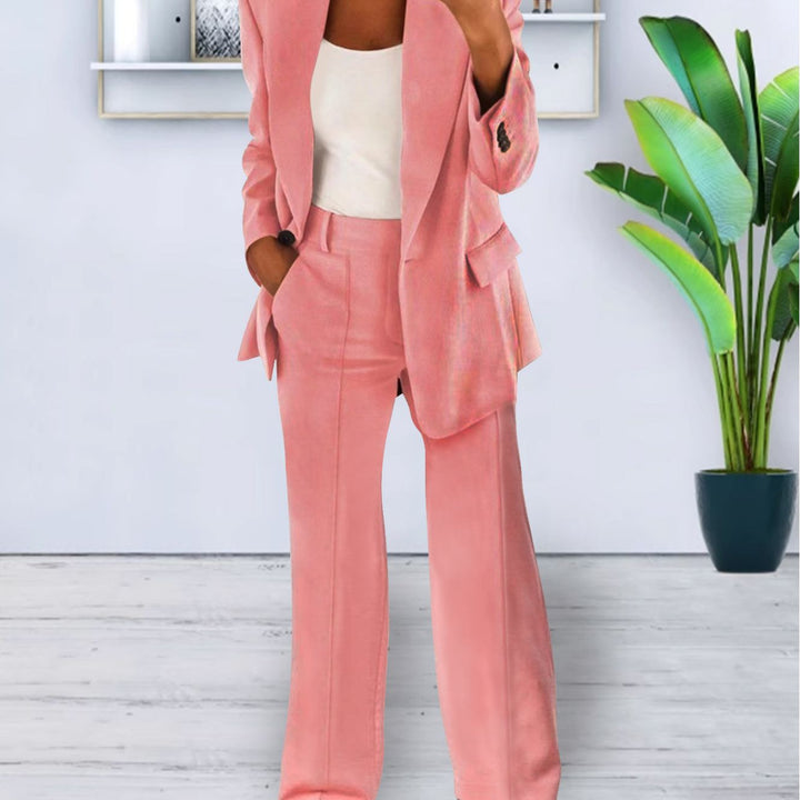 Damen Zweiteiliges Business-Casual Tailoring-Set mit Longline-Blazer und weitem Bundfalten-Hosenbein Drune