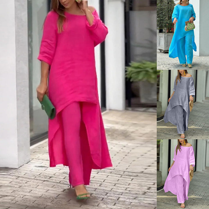 Damen lässiges Oberteil mit asymmetrischem Schnitt und eleganter Langarmoptik Drune