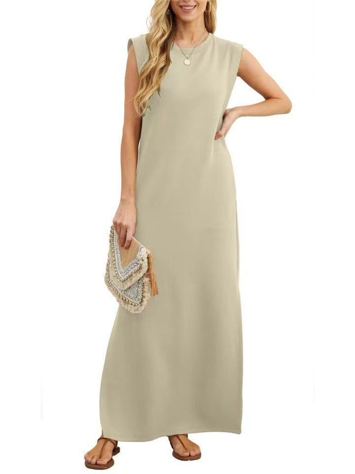 Damen komfortables Maxi-Kleid aus weichem Material mit schmalem Schnitt Drune