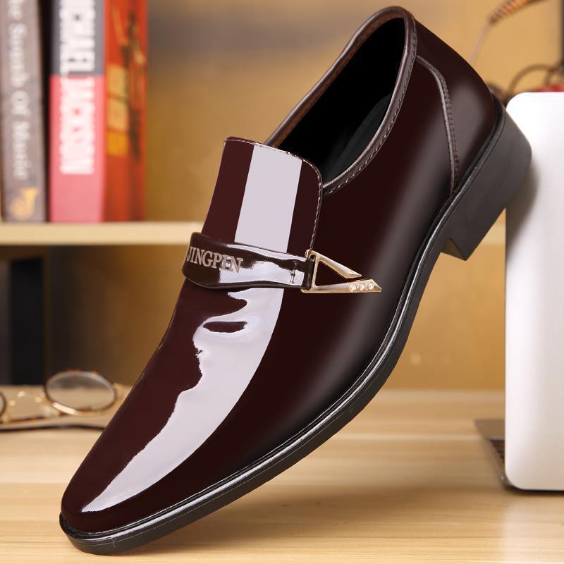 Herren Lackoptik-Loafer mit dekorativer Metall-Zierschnalle und schlanker Eleganz Drune