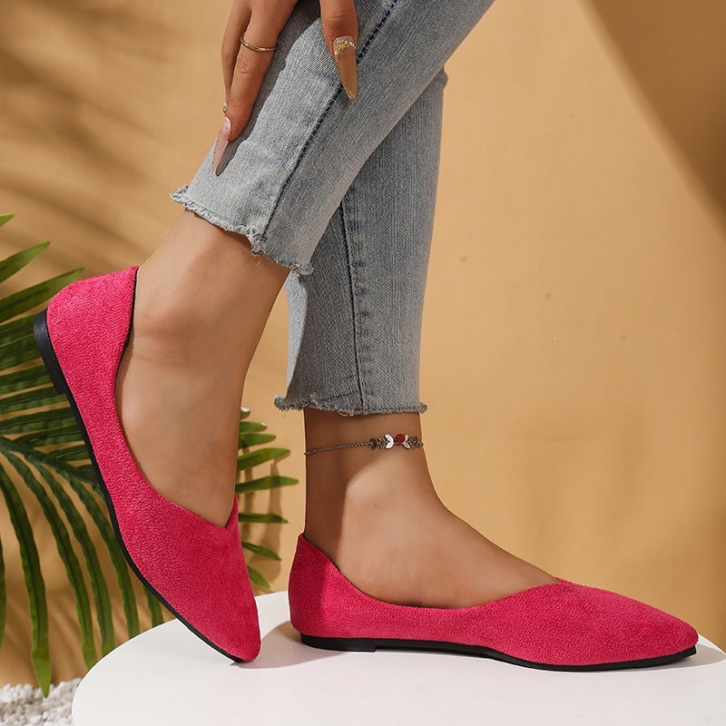 Damen nan spitze Ballerina-Slipper aus Veloursoptik mit gepolsterter Komfortinnensohle Drune