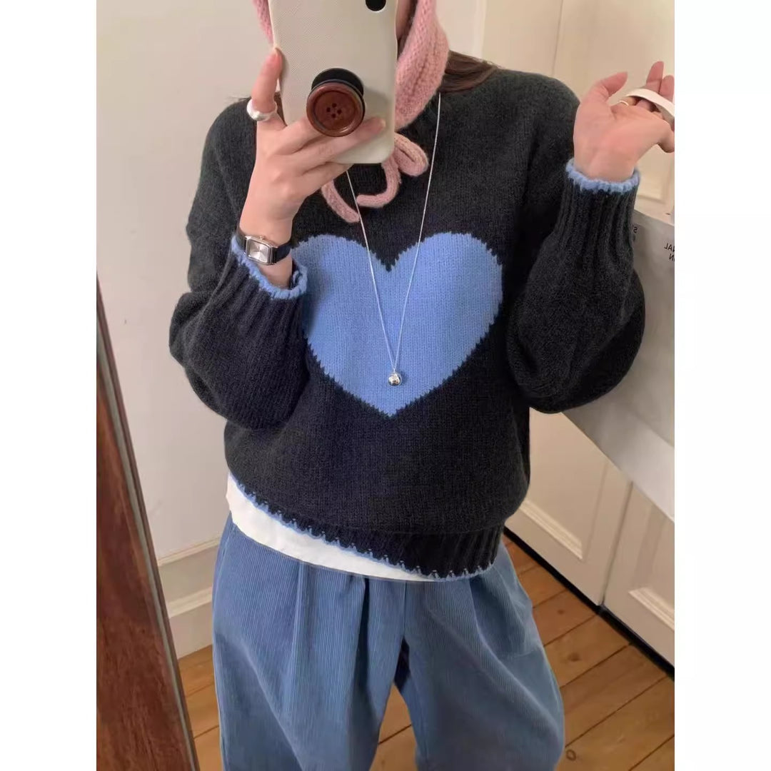 Damen angesagter Pullover mit Herzmotiv und lässigem Schnitt Drune