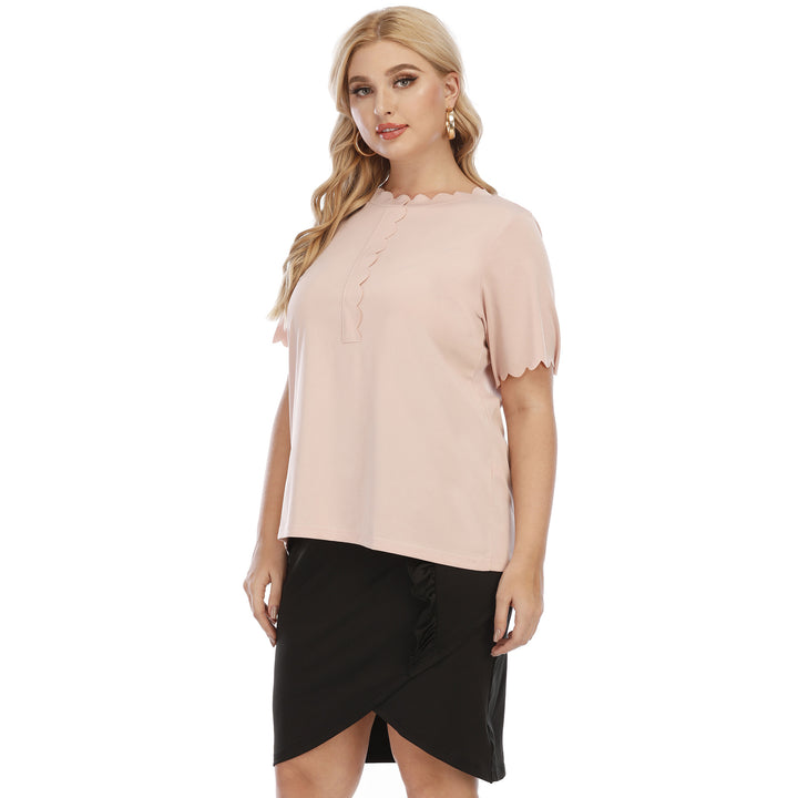 Damen elegantes Oberteil mit wellenförmigem Ausschnitt Drune