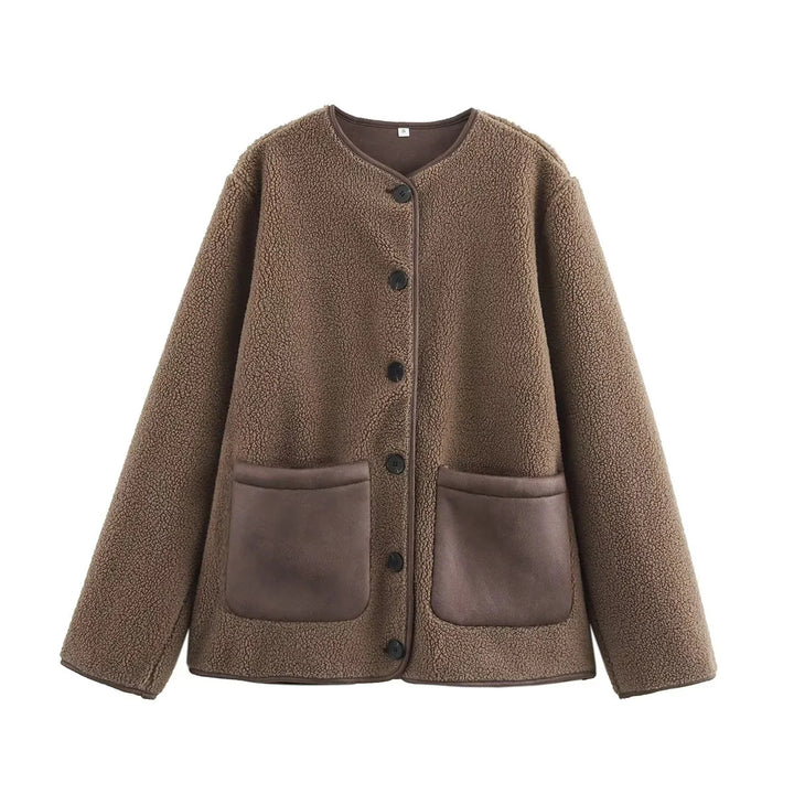 Damen nan Fleecejacke mit Teddyfutter und aufgesetzten Taschen Drune