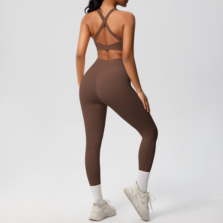 Damen Sport-BH und hochleistungs Leggings Set mit atmungsaktivem Design Drune