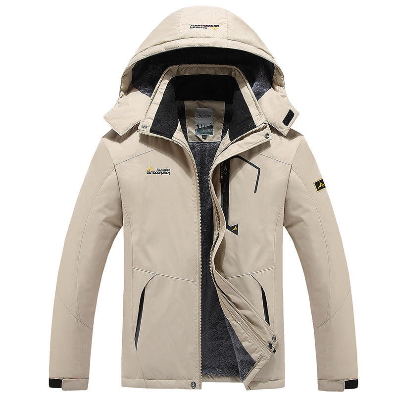 Herren multifunktionale wasserdichte Outdoorjacke mit abnehmbarem Fleece-Innenlayer und verstellbarer Kapuze Drune