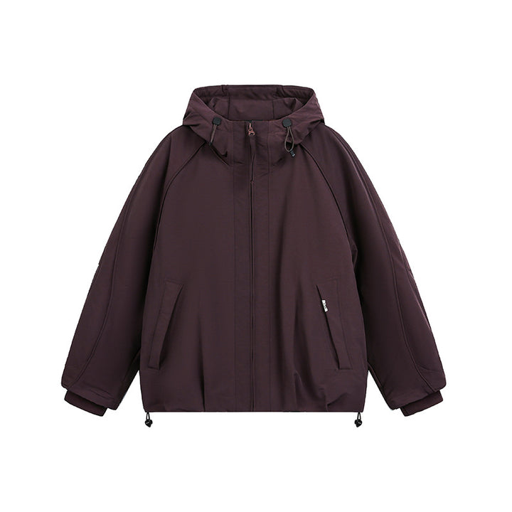 Damen Oversized wattierte Kapuzenjacke mit Raglanärmeln und Kordelzug Drune