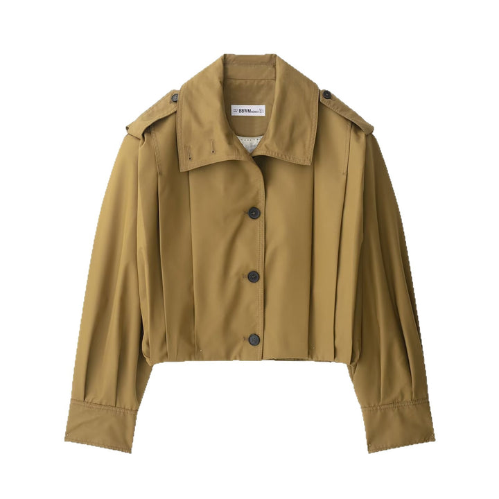 Damen Kurzgeschnittene Trenchjacke im Boxy-Schnitt mit breitem Revers und Epauletten Drune