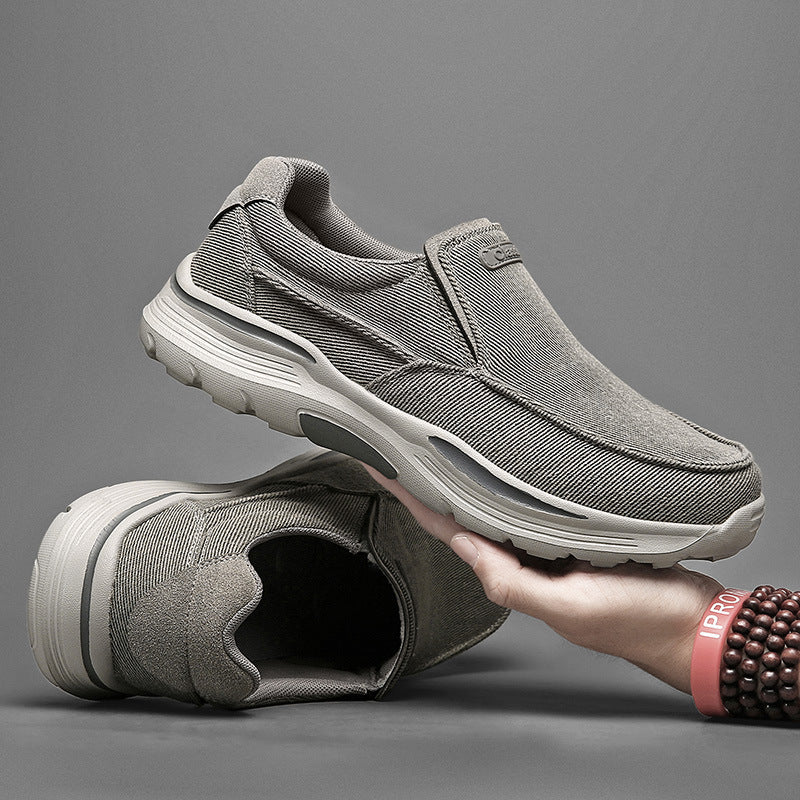 Herren leichte Slip-On Komfortfreizeitsneaker mit atmungsaktivem Canvas und stoßdämpfender Plateausohle Drune