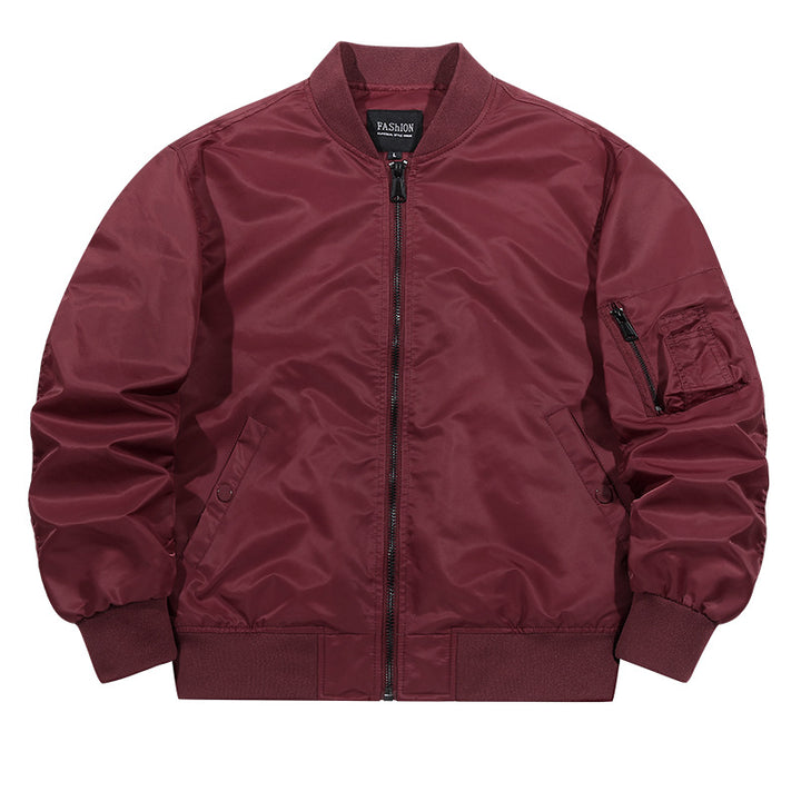Men's  matte-shell insulated bomber jacket with reinforced sleeve zip pocket and snap-flap hand pockets Drune