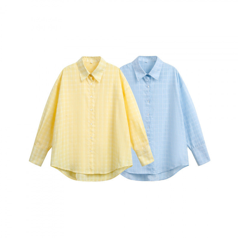 Damen Weites Oversize-Hemd aus leichter Baumwollmischung mit kariertem Muster Drune