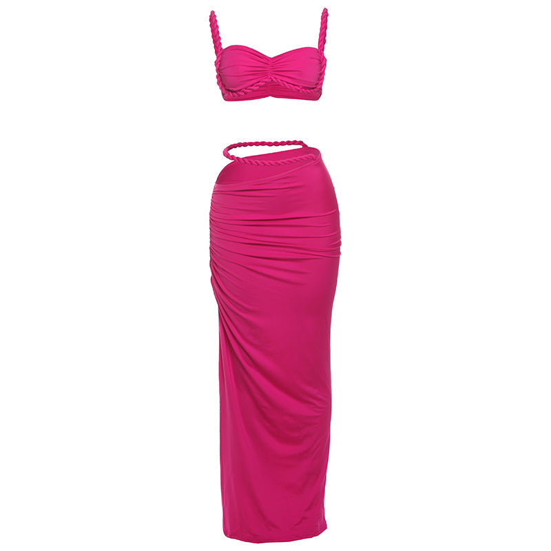 Damen Oberteil und Maxi Rock Set Drune