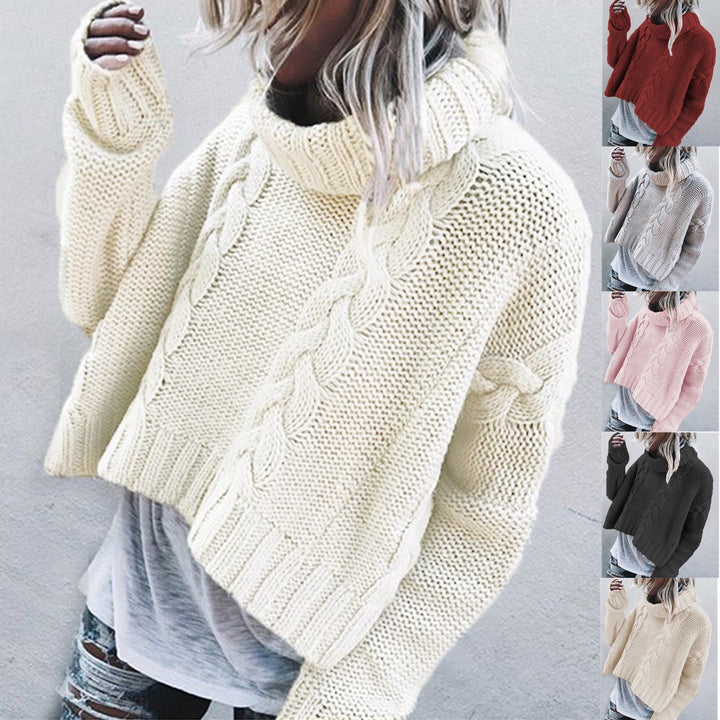 Damen kuscheliger Strickpullover mit Rollkragen und offenen Seiten Drune