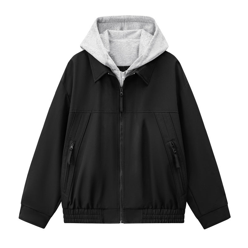 Herren Boxy-Übergangsjacke mit kontrastreicher Innenkapuze und elastischem Saum Drune
