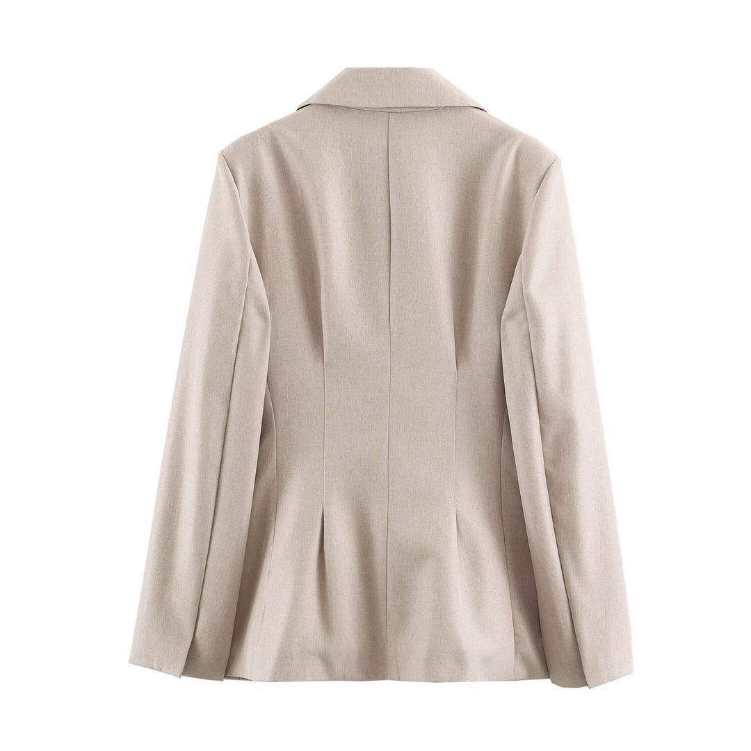 Damen Longline-Blazer im Leinen-Mix mit Reverskragen und Pattentaschen Drune
