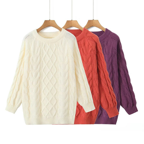 Damen Luxus gestrickter Pullover mit Zopfmuster Drune