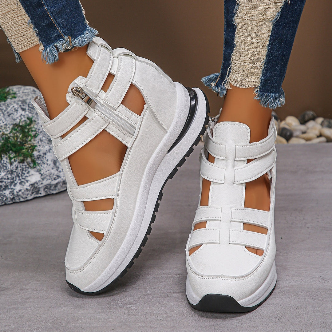 Damen Sportliche Plateau-Sandale mit geflochtenem Riemen und dämpfender Profilsohle Drune