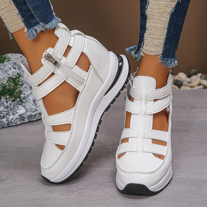 Damen Sportliche Plateau-Sandale mit geflochtenem Riemen und dämpfender Profilsohle Drune
