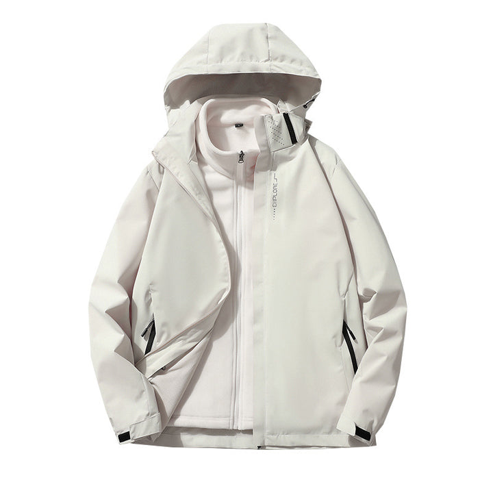 Herren Dreilagige wasserdichte Outdoor-Softshelljacke mit abnehmbarer Fleece-Innenjacke Drune