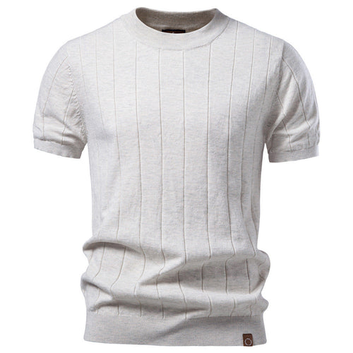 Herren nan leichter Kurzarm-Strickpullover mit feiner Rippenstruktur und Rundhalsausschnitt Drune