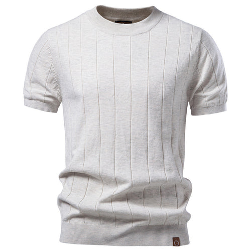 Herren nan leichter Kurzarm-Strickpullover mit feiner Rippenstruktur und Rundhalsausschnitt Drune