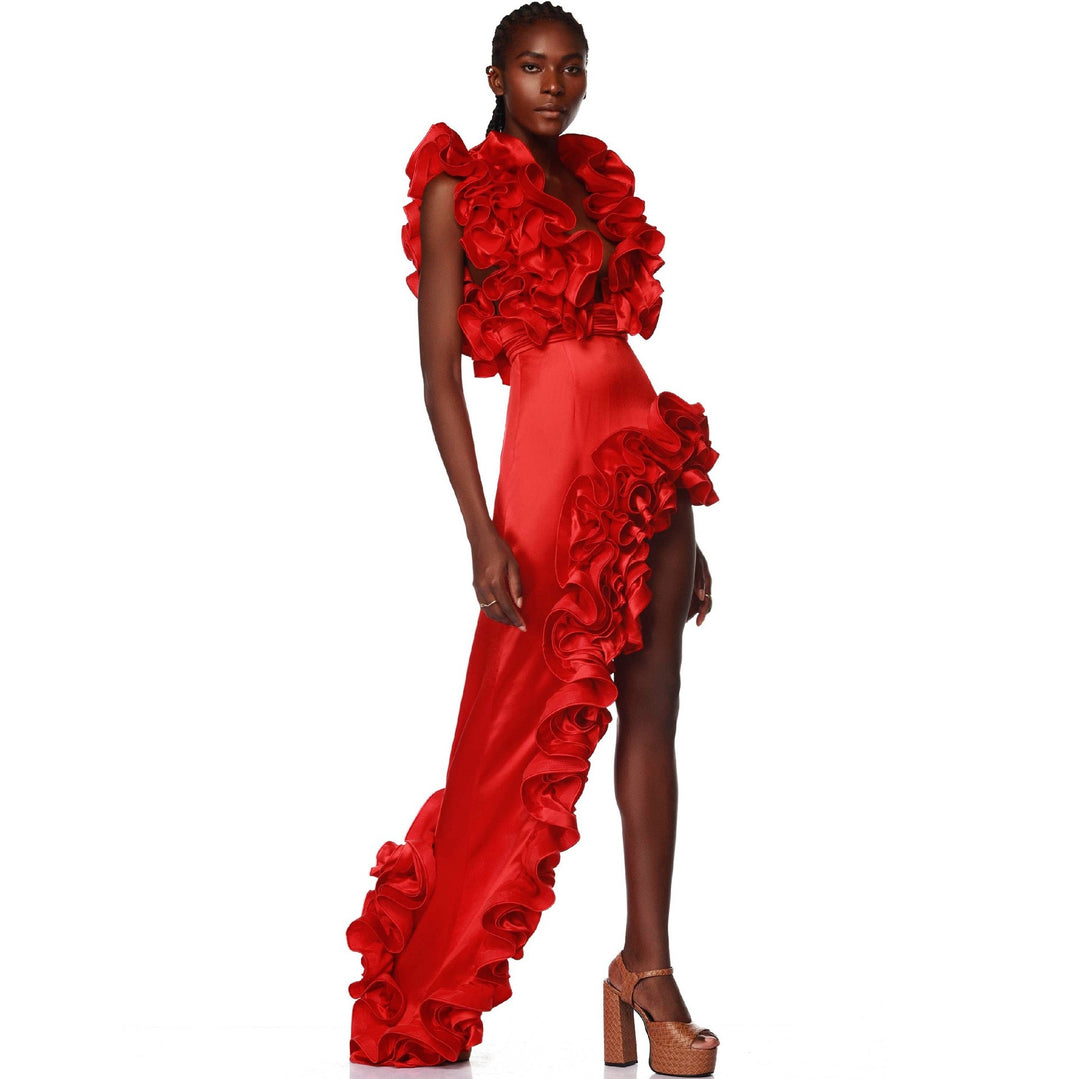 Damen Eleganter Badeanzug mit Rüschen und weitem Hosen-Design Drune